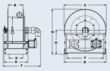 Series 9000 Industrial Hose Reel Drawing