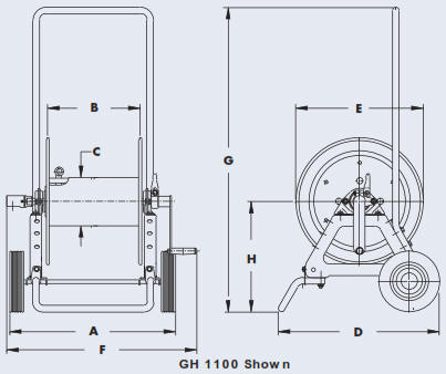 AT1100 and AT1200 Industrial Hose Reel Drawing