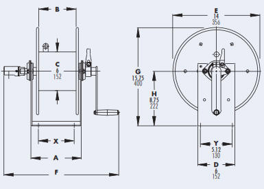 Series 1000 Pressure Washing Hose Reel Drawing