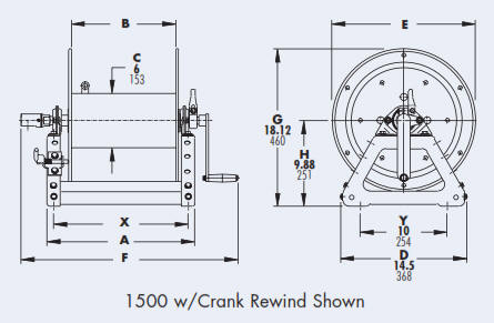 Series 1500 Pressure Washing Hose Reel Drawing