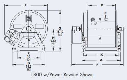 Series 1800 Pressure Washing Hose Reel Drawing