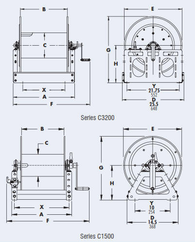 cable reel c3200 and c1500 drawing
