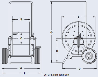 C1150 and ATC1250 Industrial Hose Reel Drawing