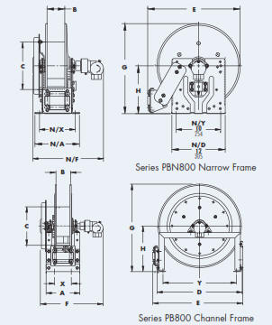 LP Gas Hose Reel PBN800 and PB800 Drawing