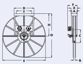 Series IV 5000 Petroleum Diesel Hose Reel Inverted Drawing