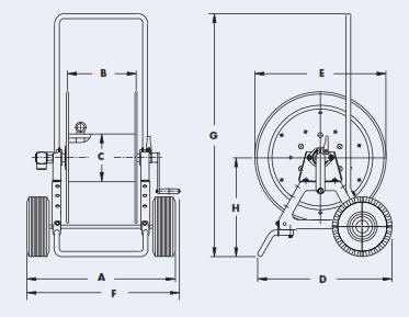 AT1200 Series Portable Pressure Washing Hose Reel - Drawing