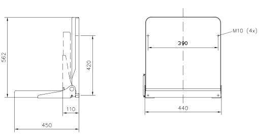 Catalog: Wall Mounted Fold Up Chair: Drawing: Clam