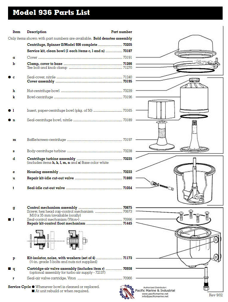 Model 936 Spinner 2 Oil Filter - Spinner ii Oil Centrifuge