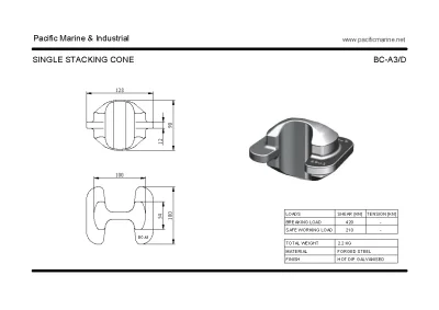 BC-A3 Single ISO Shipping Container Stacking Cone Flanged Non Hanging