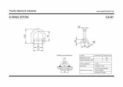 Industrial D Ring 20 Tons Breaking Load