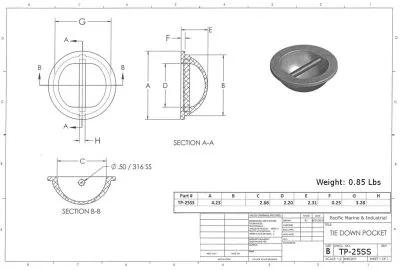 Aluminum Tie Down Point TP25SS