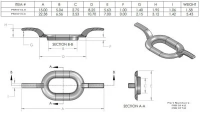 Aluminum Closed Bulwark Chock with Horns - Drawing