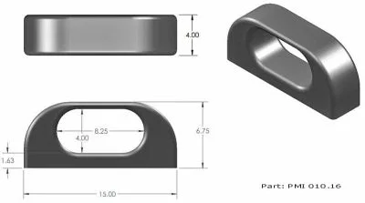 Aluminum Closed Chock Large 15 Inch - Drawing