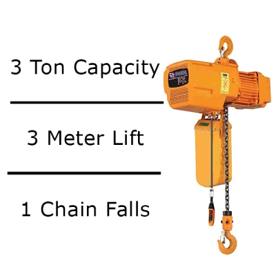 Electric Chain Hoist - 3 Ton - 3 Meter Lift