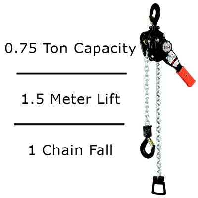 Lever Chain Hoist - 0.75 Ton - 1.5 Meter Lift