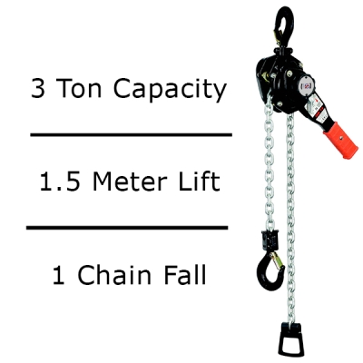 Lever Chain Hoist - 3 Ton - 1.5 Meter Lift