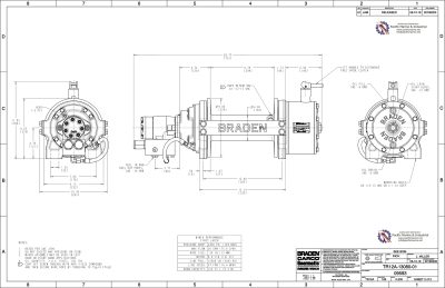 Drawing of Hydraulic Recovery Winch Model TR12A-13080-01 Arrowhead PACCAR Braden