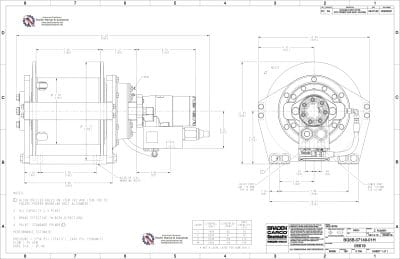 Drawing of Hydraulic Winch Hoist Model BG6B-07149-01H-1 Arrowhead PACCAR Braden