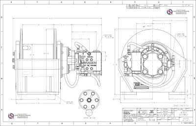 Drawing of Hydraulic Winch Hoist Model BG6B-29029-02-1 Arrowhead PACCAR Braden