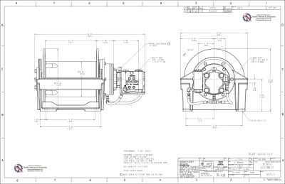 Drawing of Hydraulic Winch Hoist Model BG8B-34039-01H Arrowhead PACCAR Braden